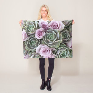 Sukkuläres Echeverias und Rose Fleece Blanket