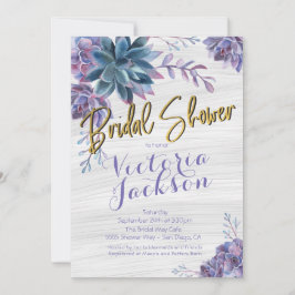 Sukkuläres Gold Foil Wasserfarbenes Brautparty Einladung