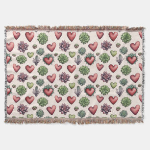 Sukkuläres Herz Wasserfarben Valentinstag Muster Decke