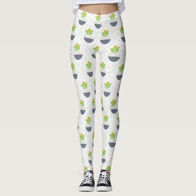 Sukkuläres Kalanchoe Pflanze Mama Muster Leggings (Vorderseite)