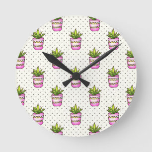 Sukkuläres Polka-Dot-Muster Runde Wanduhr