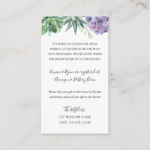 Sukkulatur Babydusche mit langer Entfernung Begleitkarte