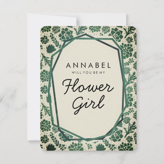 Sukkulatur, wirst du mein Blumenmädchen sein Einladung (Vorderseite)