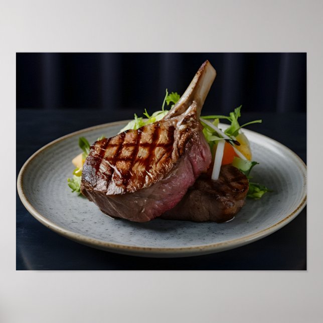 Sukkulent gegrilltes Rindensteak Poster (Vorne)