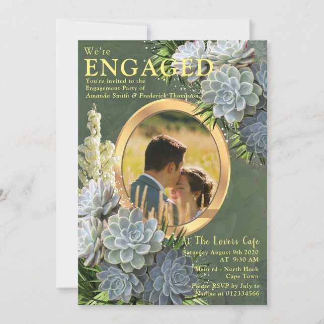 Sukkulente Blues Einladung (Vorderseite)