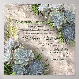 Sukkulente Blues & Grüne Ankündigung Poster