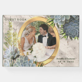 Sukkulente Blues Hochzeit Gästebuch