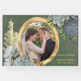 Sukkulente Blues Hochzeit Gästebuch