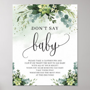 Sukkulente Blumen Eukalyptus sagen nicht Baby-Schi Poster