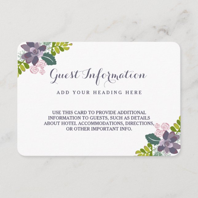 Sukkulente Bouquet II Blumenkarte Begleitkarte (Vorderseite)