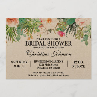 Sukkulente Cactus Bridal Dusche Einladung
