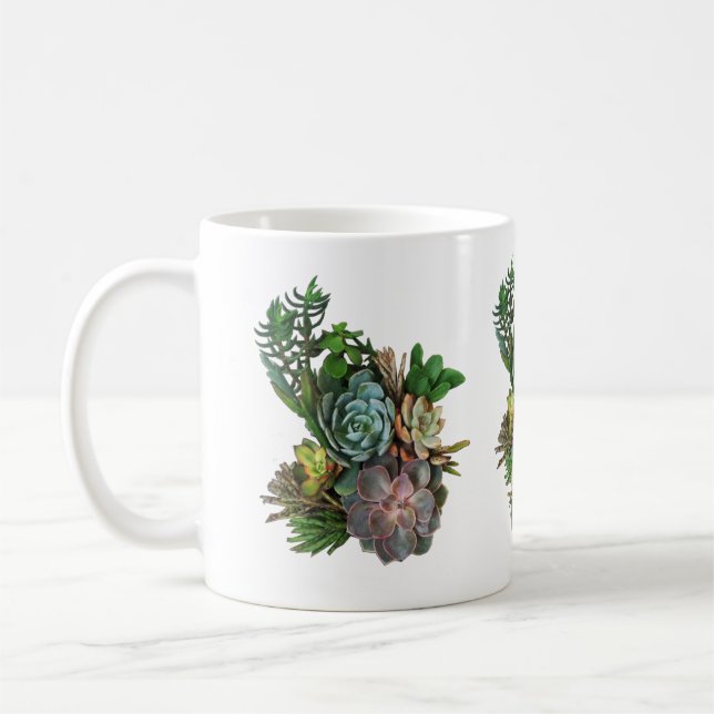 Sukkulente Dekoration Kaffeetasse (Links)