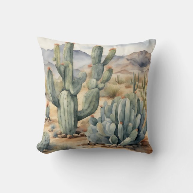 Sukkulente Empfindung | Cactus Watercolor Decorati Kissen (Vorderseite)