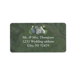 Sukkulente Farben der hellen Blues Hochzeitstempel Adressaufkleber