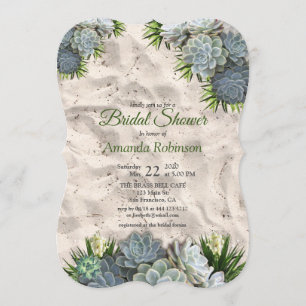 Sukkulente Farben des Brautparty der blassen Blues Einladung