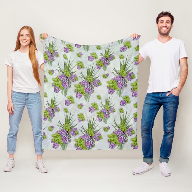 Sukkulente Farben von Sea Green & Lavender Töne Fleecedecke (Beispiel)