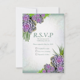 Sukkulente Farben von Sea Green, Violet RSVP Karte