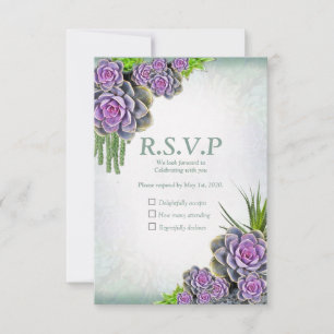 Sukkulente Farben von Sea Green, Violet RSVP Karte