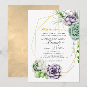 Sukkulente geometrische 50. Hochzeitstag Einladung