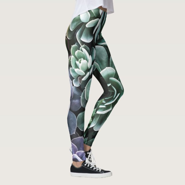 Sukkulente Grüne Pflanze Leggings (Rechts)