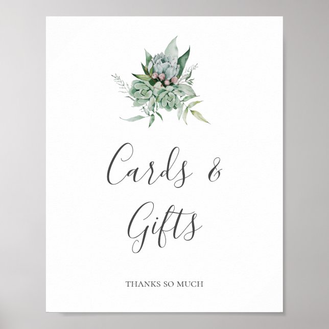 Sukkulente Grünpflanzen | Karten- und Geschenkelad Poster (Vorne)