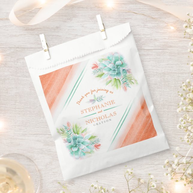 Sukkulente Hochzeit in Aquarellgrün Geschenktütchen (Ausgeschnitten)