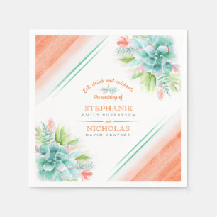 Sukkulente Hochzeit in Aquarellgrün Serviette