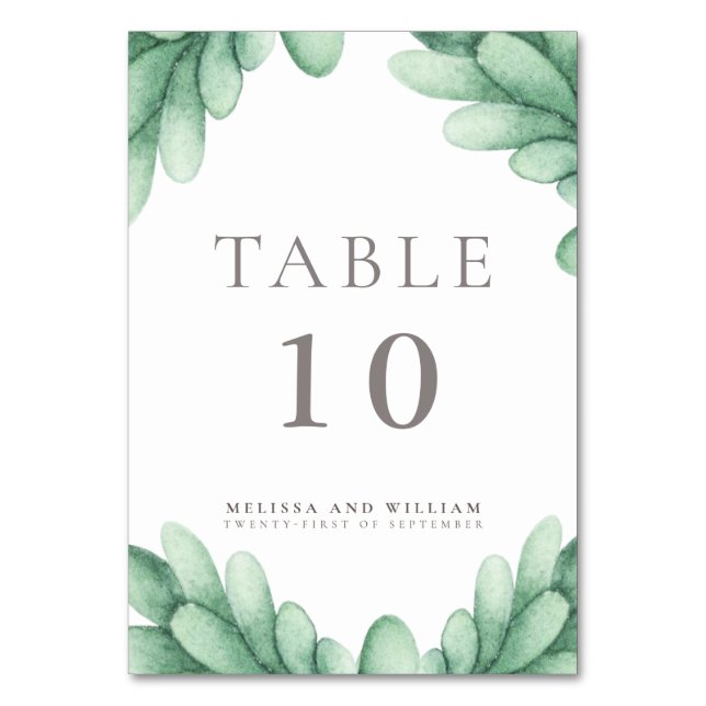 Sukkulente Hochzeit Tischnummer (Vorderseite)
