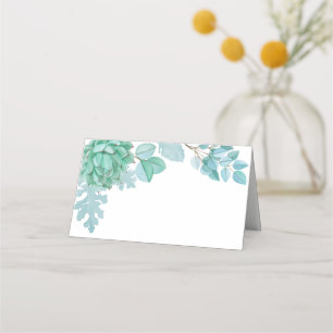 Sukkulente Hochzeitssitzkarte. Cactus Guest card. Platzkarte