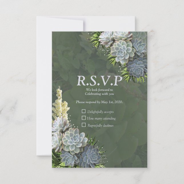Sukkulente Hues aus blasser Blues RSVP Karte (Vorderseite)