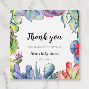 Sukkulente Kaktus-Aquarell-Baby-Party Geschenkanhänger