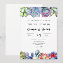 Sukkulente Kaktus-Aquarell-Hochzeit