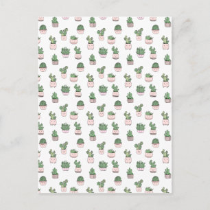 Sukkulente, lächelnde Kakteen in rosa Blumentöpfen Postkarte