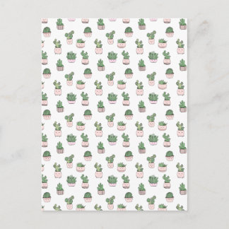 Sukkulente, lächelnde Kakteen in rosa Blumentöpfen Postkarte
