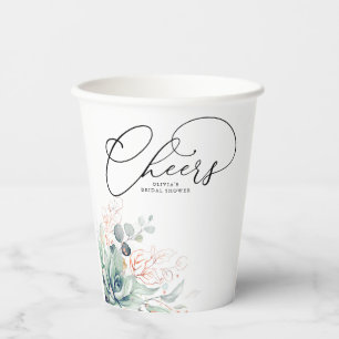 Sukkulente Rose Goldene Landschaft Blätter Elegant Pappbecher