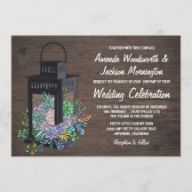 Sukkulente Rustikale Holzlattern Hochzeitseinladun