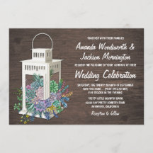 Sukkulente Rustikale Holzlattern Hochzeitseinladun