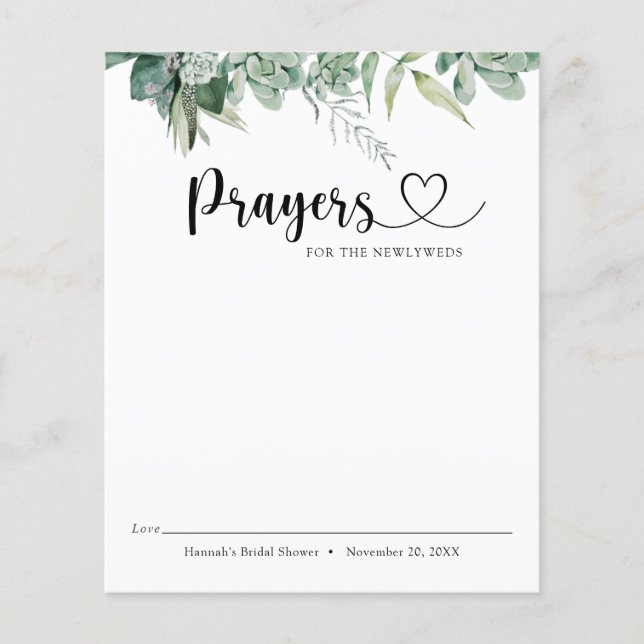 Sukkulente und Eukalyptus-Gebete für die Neugebore (Vorderseite)