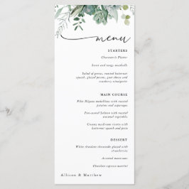 Sukkulente und Eukalyptus Greenerity Wedding Menu Menükarte