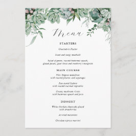 Sukkulente und Eukalyptus Greenerity Wedding Menu Menükarte