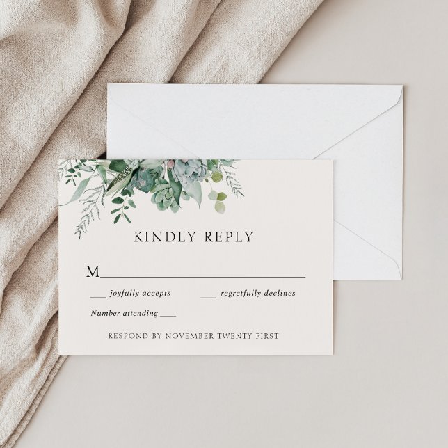 Sukkulente und Eukalyptus Wedding Greenerity Respo Einladung (Von Creator hochgeladen)