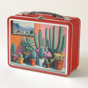 Sukkulente und Kakteen-Pflanze in Pflanzen Metall Brotdose