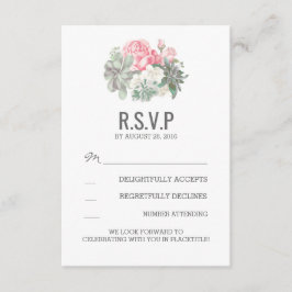 Sukkulente und rosa Florale Hochzeitskarten RSVP Karte
