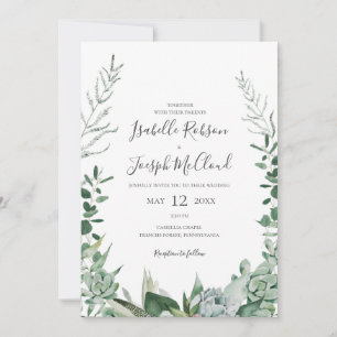 Sukkulente Vegetation Alle in einer Hochzeit Einladung