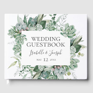 Sukkulente Vegetation   Dark Green Wedding Guest B Gästebuch
