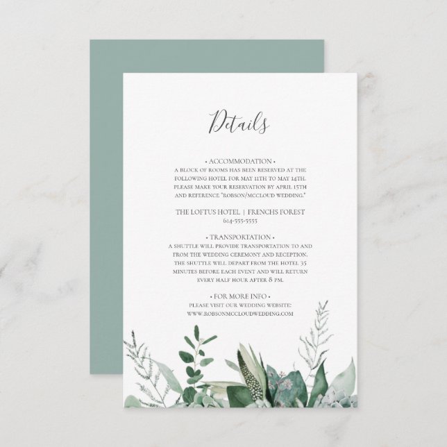 Sukkulente Vegetation | Details zur Seite Begleitkarte (Vorne/Hinten)