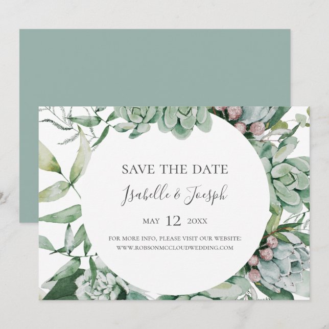 Sukkulente Vegetation | Horizontaler Bereich Save  The Date (Vorne/Hinten)