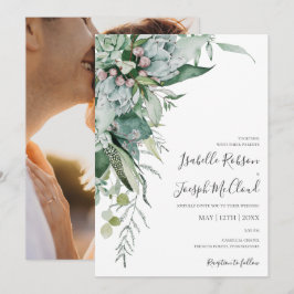 Sukkulente Vegetation | Lässige Hochzeit von Foto Einladung