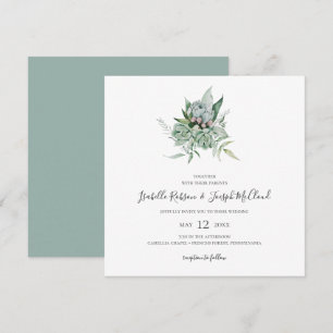 Sukkulente Vegetation   Sage Green Square Wedding Einladung
