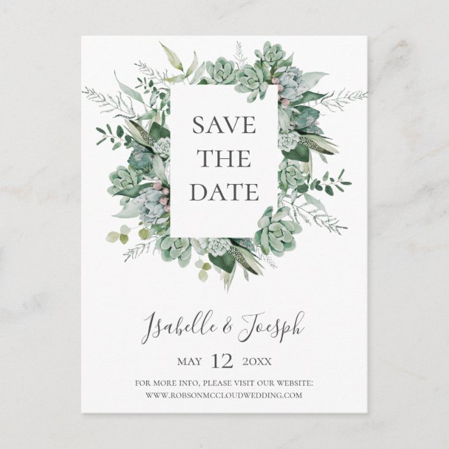 Sukkulente Vegetation | Save the Date Postkarte (Vorderseite)